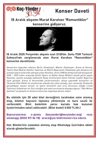 18 Aralık Murat Karahan “Romantikler’’ Konseri Duyurusu